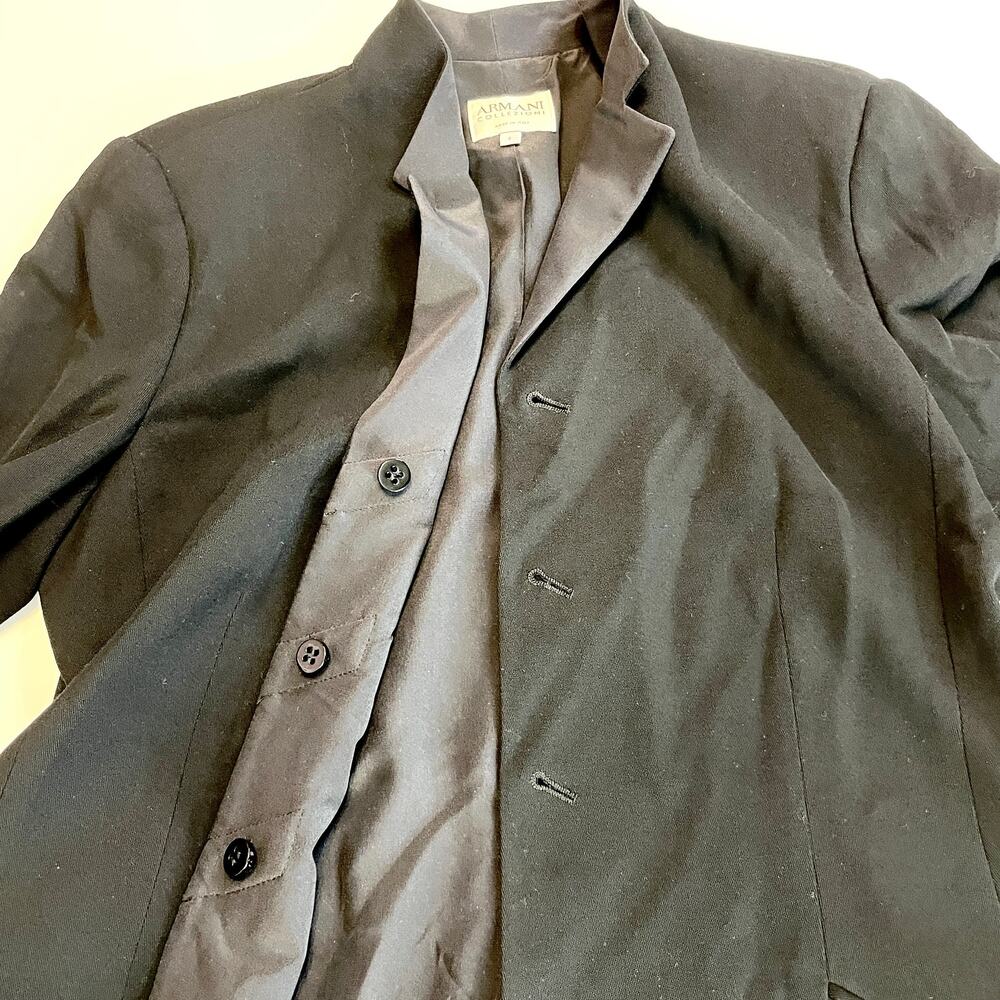 Armani Collezioni Black Military Satin Trim Lined Made in Italy Blazer 8 - Picture 5 of 11